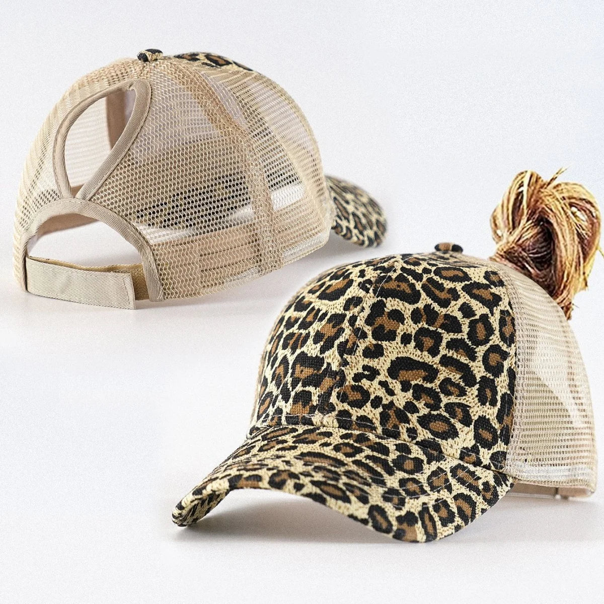 Leopard Print Ponytail Baseball Cap โ Stylish & Breathable ๐งข๐