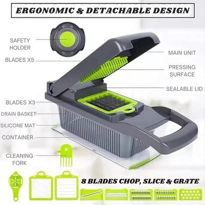 15-In-1 Fruit Vegetable Food Cutter Onion Dicer Vegetable Chopper Kitchen Slicer