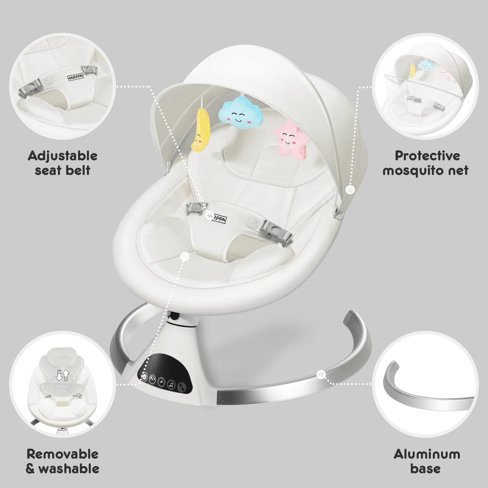 Electric Baby Swing for Infants , 5 Sway Speed, Remote Control, White