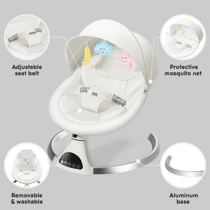 Electric Baby Swing for Infants , 5 Sway Speed, Remote Control, White