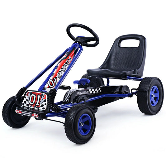 4 Wheels Kids Ride on Pedal Powered Bike Go Kart Racer Car Outdoor Play Toy Blue