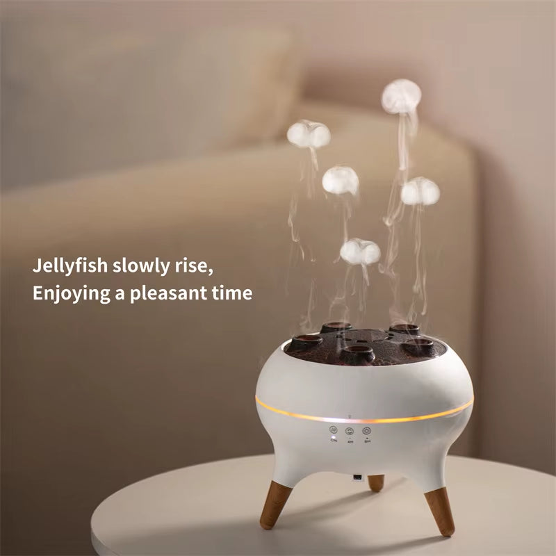 Portable Flame Vulcano Crack Jellyfish Humidifier Diffuser Dynamic Sound Pickup Wireless Remote Control Air Humidifier