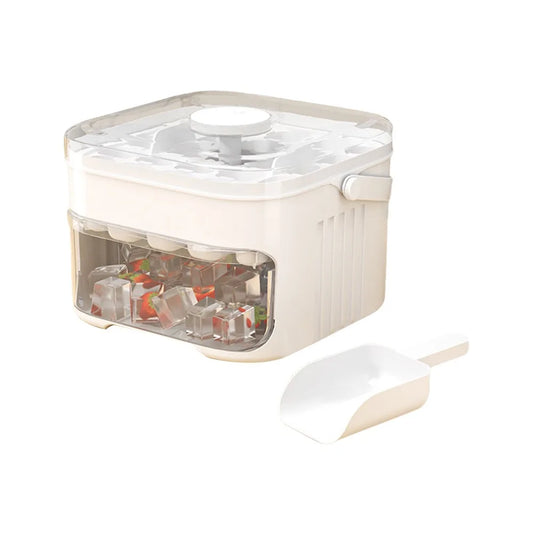 50-Cube Ice Maker with Easy Press Cap Double Layer Ice Cube Maker Refrigerator Household Ice Storage Ice Box