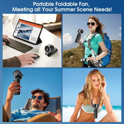 Portable Handheld Fan, 5 Gear Wind Hand Fan, Mini Personal Fans Portable Rechargeable, 12 Hours Pocket Fan, 3 in 1 Hand Held Fan, Portable Fan for Travel/Outdoor/Indoor(Black)