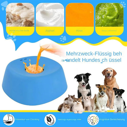 Dog Lick Bowl,Slow Feeder Dog Bowls,Dog Liquid Lick Bowl, Slow Feeder Lick Treater for Dogs, Anti-Slip Entertained Ball-In Bone Broth Dog Licking Bowls, Anxiety-Relief Feeding Solution(Blue)