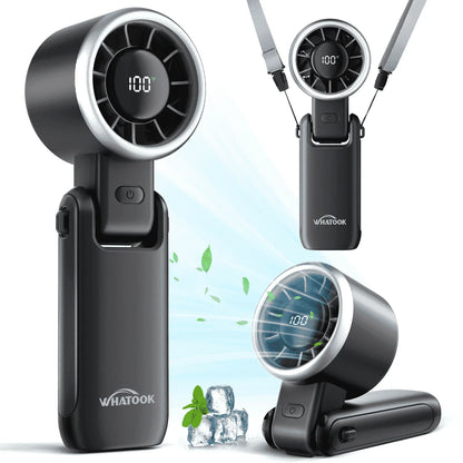 Portable Handheld Fan, 5 Gear Wind Hand Fan, Mini Personal Fans Portable Rechargeable, 12 Hours Pocket Fan, 3 in 1 Hand Held Fan, Portable Fan for Travel/Outdoor/Indoor(Black)