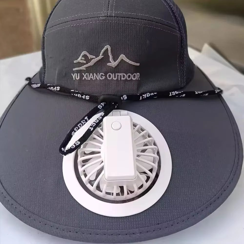 Cap with Fan Summer USB Charging Cooling Fan Baseball Cap Outdoor Golf Sunscreen 2 Speed Adjustable Peaked Hat Hiking Cap Fan