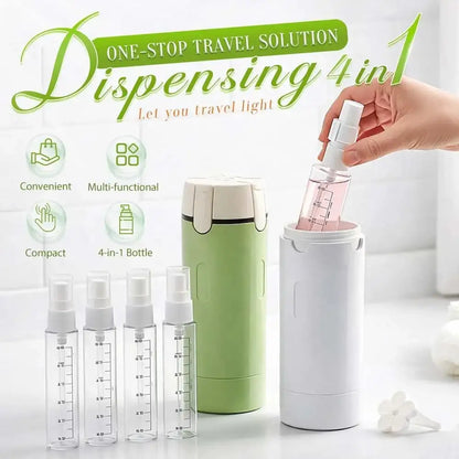 4 In1 Refillable Travel Dispenser Bottles,4 Empty Sub-Bottle Press Container Bottles,Travel Shampoo Shower Gel Soap Split Bottle