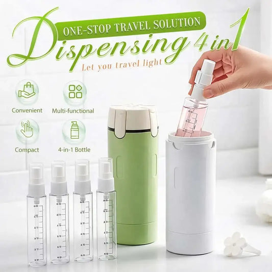 4 In1 Refillable Travel Dispenser Bottles,4 Empty Sub-Bottle Press Container Bottles,Travel Shampoo Shower Gel Soap Split Bottle