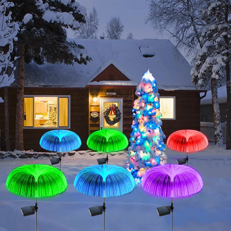 Solar LED Jellyfish Garden Lights Outdoor Waterproof Patio Flowers Decor Pathway Light for Christmas Party Yard Lawn Lamp