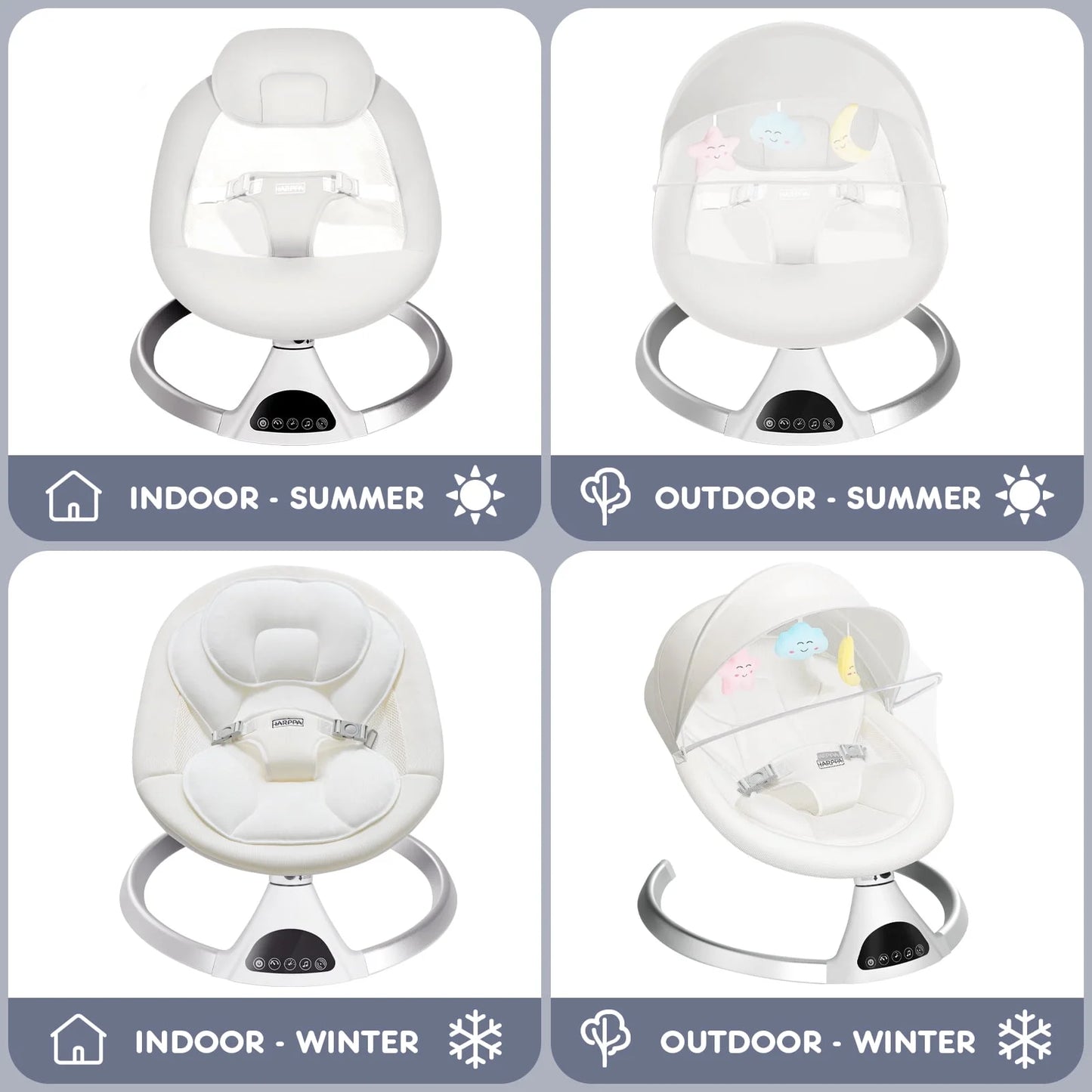 Electric Baby Swing for Infants , 5 Sway Speed, Remote Control, White