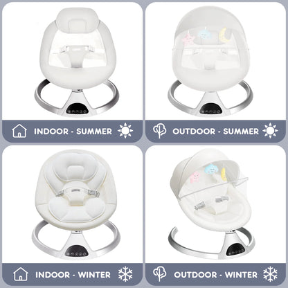 Electric Baby Swing for Infants , 5 Sway Speed, Remote Control, White