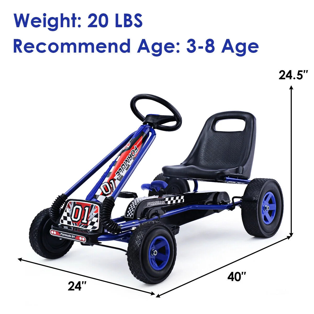 4 Wheels Kids Ride on Pedal Powered Bike Go Kart Racer Car Outdoor Play Toy Blue