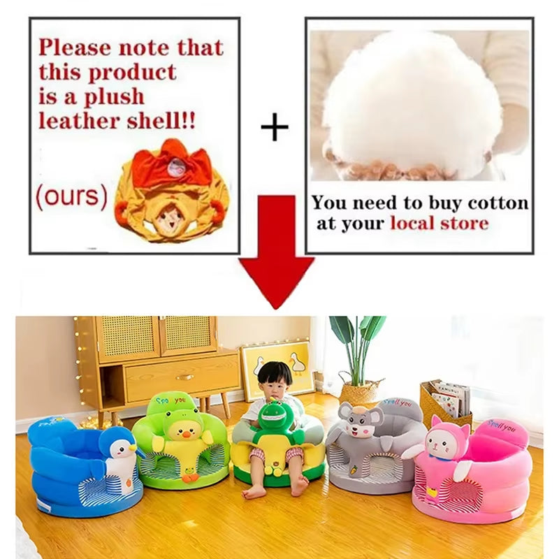 Cute Baby Sofa Support Seat Cover Plush Chair Learningto Sit Feeding Chair Comfortable Toddler Nest Puff Washable without Filler