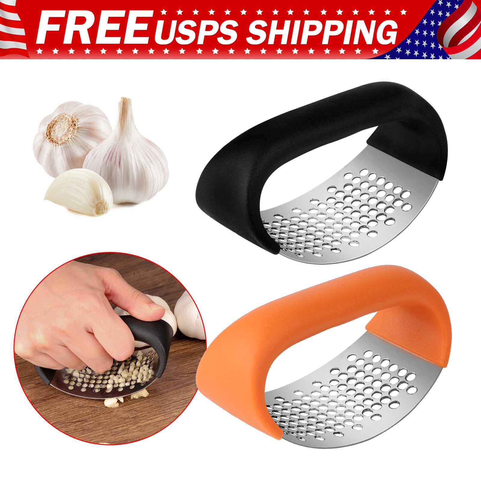 Stainless Steel Garlic Press Rocker Heavy Duty Garlic Crusher Dishwasher Safe