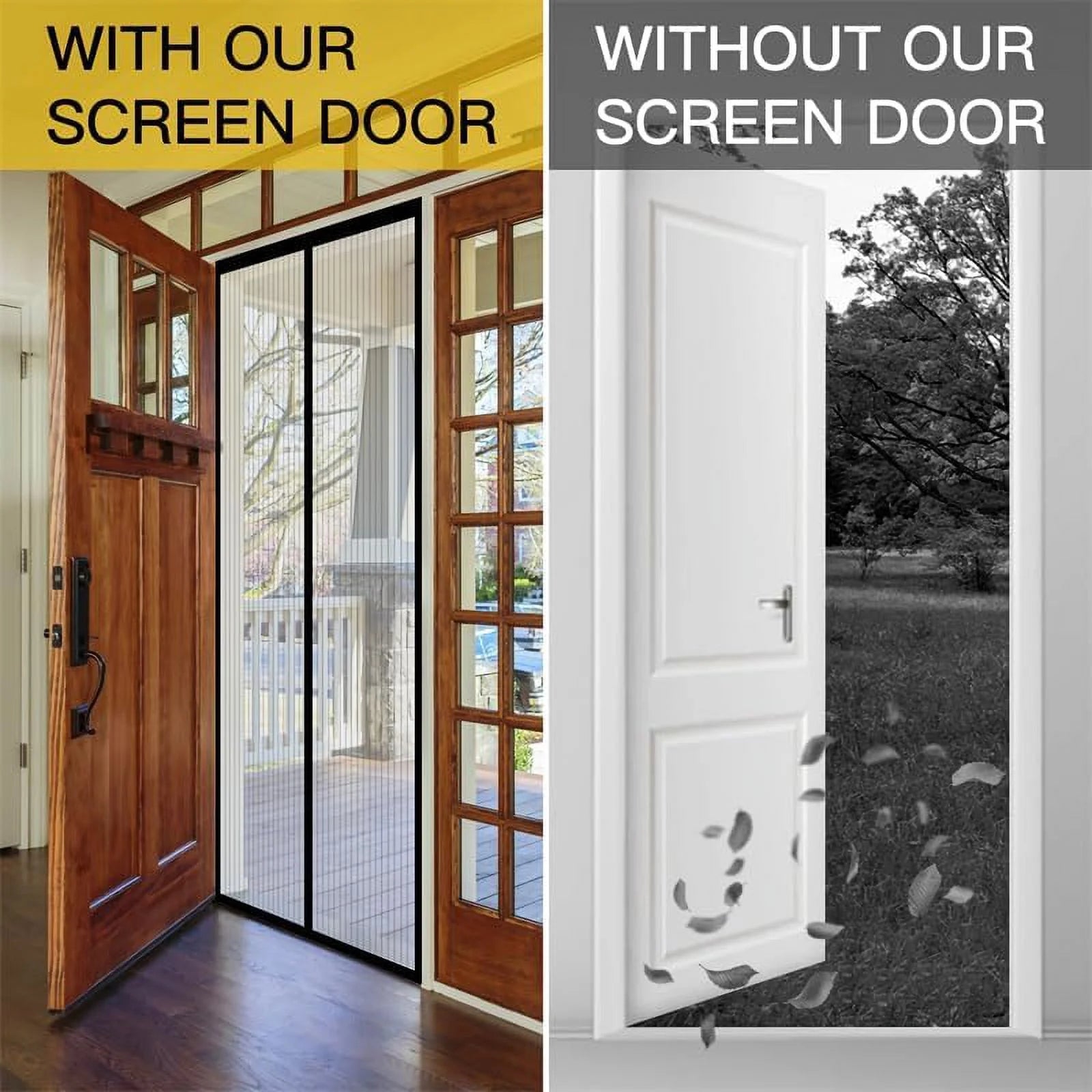 Magnetic Screen Door - the Original Self-Closing, Pet Friendly Walk through Door Screen Magnetic Closure (35 X 82 Inch) - Retractable Screen Door Mesh Keeps Bugs Out - Magnet Screen Door