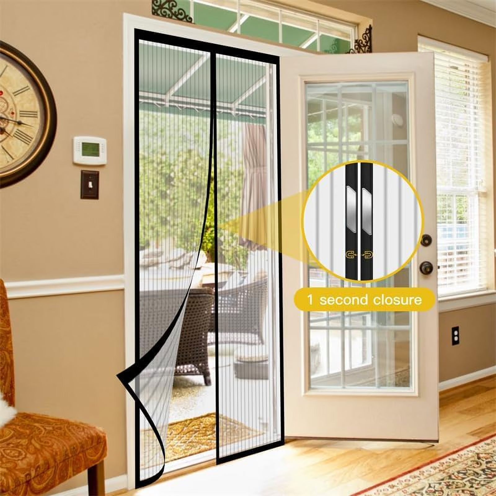 Magnetic Screen Door - the Original Self-Closing, Pet Friendly Walk through Door Screen Magnetic Closure (35 X 82 Inch) - Retractable Screen Door Mesh Keeps Bugs Out - Magnet Screen Door