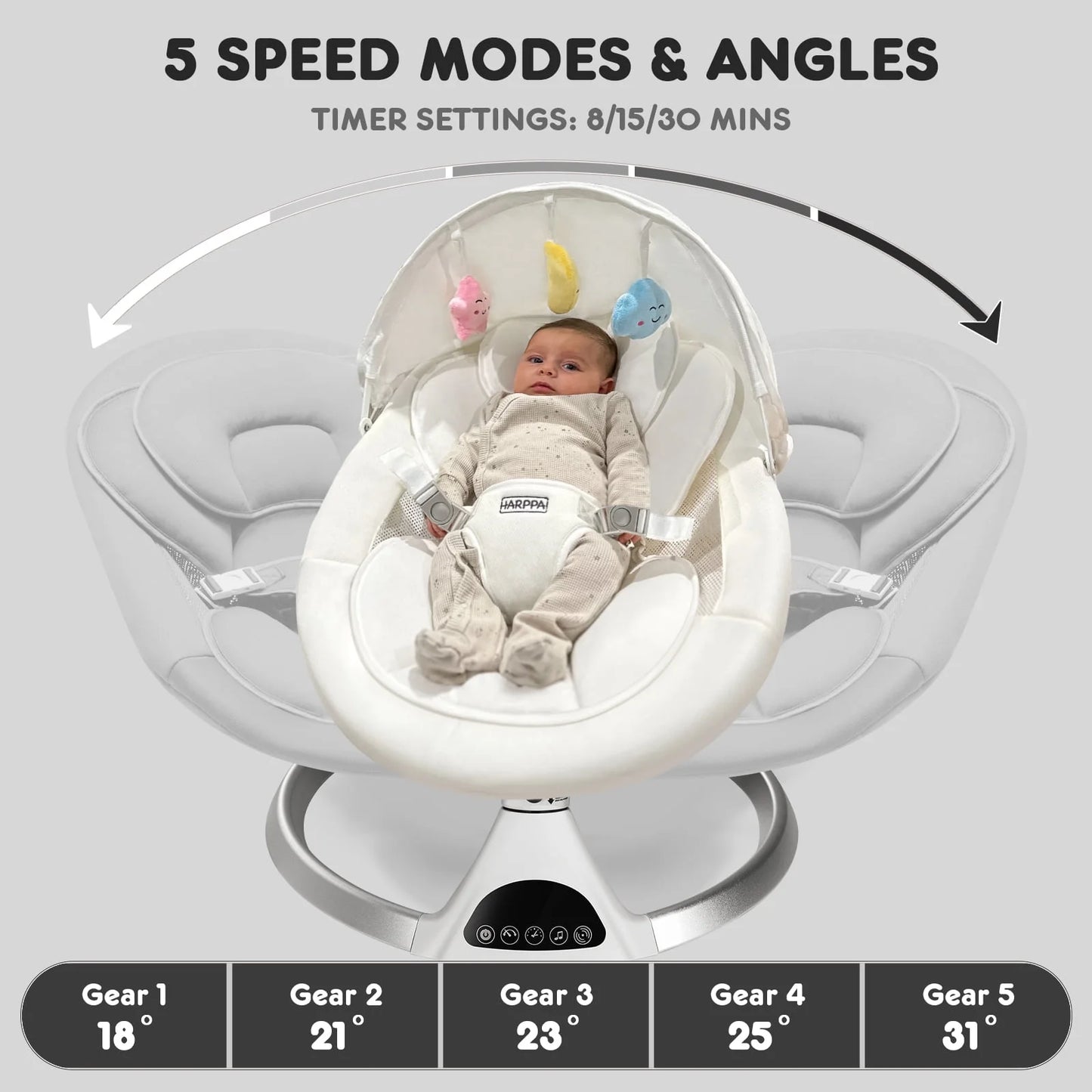 Electric Baby Swing for Infants , 5 Sway Speed, Remote Control, White