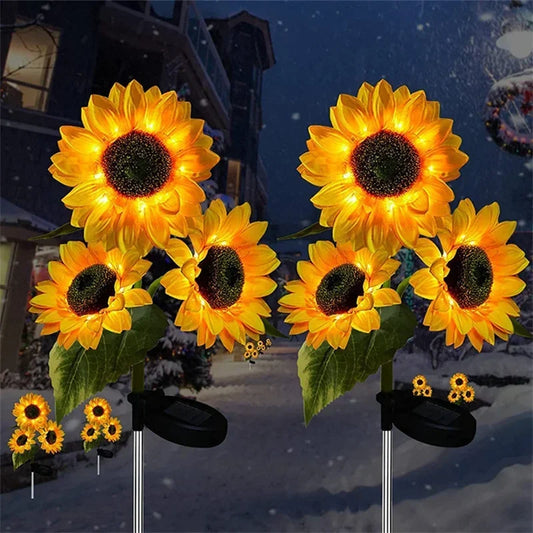 LED Solar Sunflowers Flower Light Home Decorative Flower Lights Garden Decoration Lawn Lamp Waterproof Landscape Flower Light