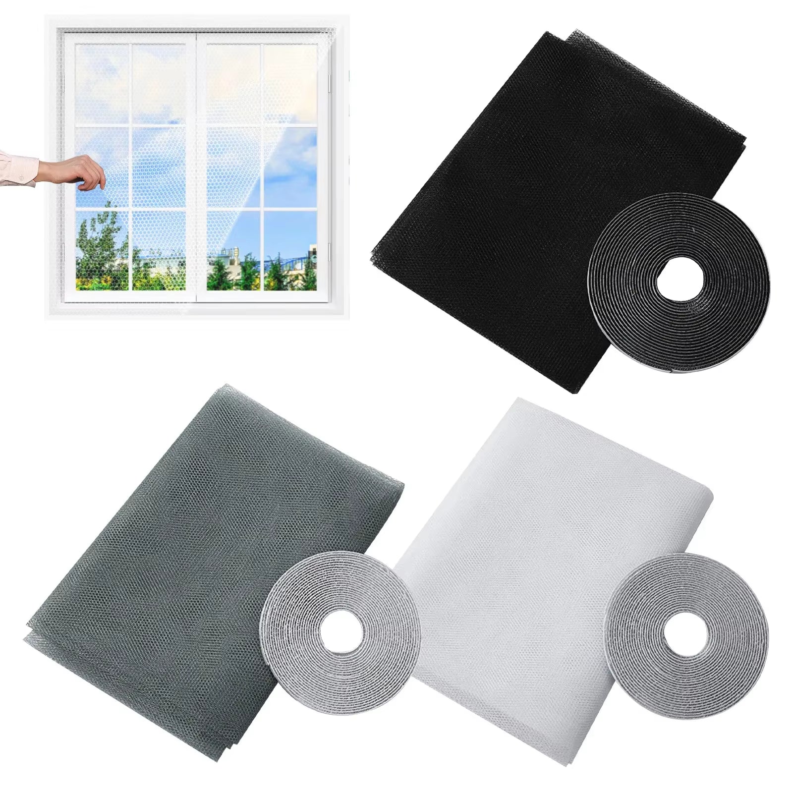 Mosquito Nets for Windows Fly Screen Window Magnetic Fly Screen for Windows Self-Adhesive Tape for Windows Keeps Beetles/Flies