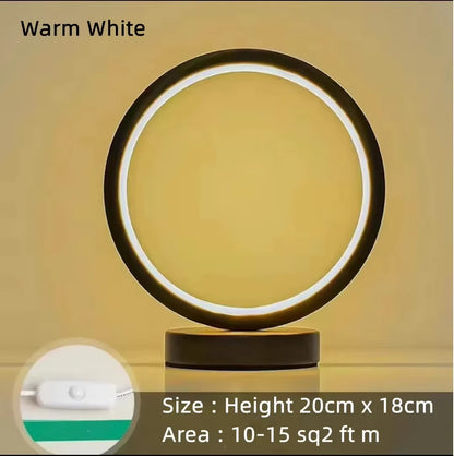 20CM LED Simple Circular Ring Table Lamp Bedroom Bedside Living Room Restaurant Hotel Decorative Lamp Dimmable round Night Light