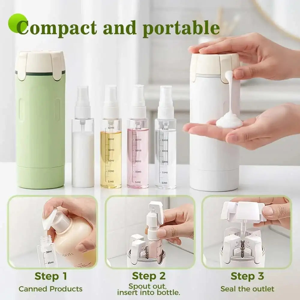 4 In1 Refillable Travel Dispenser Bottles,4 Empty Sub-Bottle Press Container Bottles,Travel Shampoo Shower Gel Soap Split Bottle