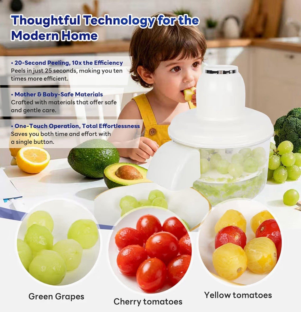 Automatic Grape Peeler Machine, Electric Garlic & Cherry Tomato Skin Remover