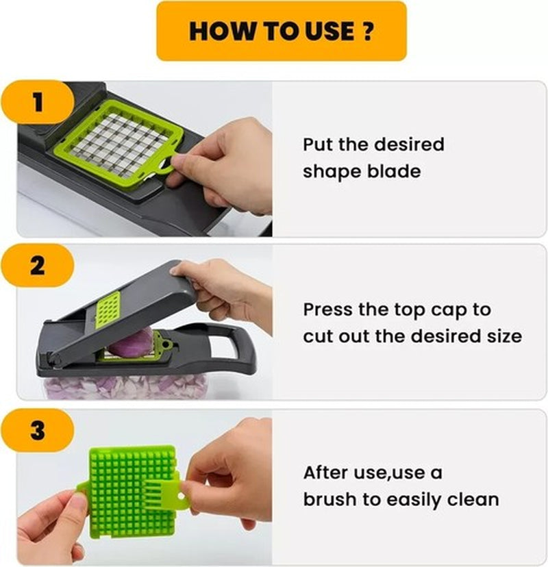 15-In-1 Fruit Vegetable Food Cutter Onion Dicer Vegetable Chopper Kitchen Slicer