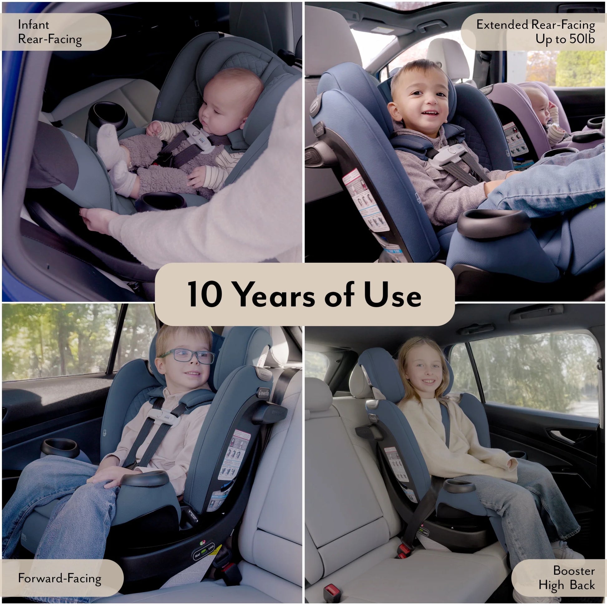 Revolve360 Extend All-In-One Rotating Car Seat with Green & Gentle Fabric, Flint