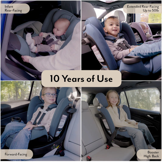 Revolve360 Extend All-In-One Rotating Car Seat with Green & Gentle Fabric, Flint