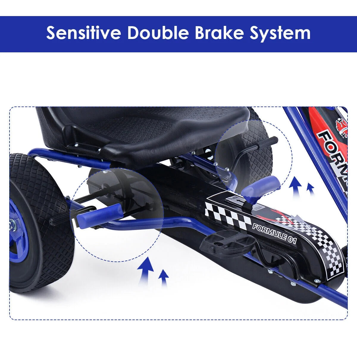 4 Wheels Kids Ride on Pedal Powered Bike Go Kart Racer Car Outdoor Play Toy Blue