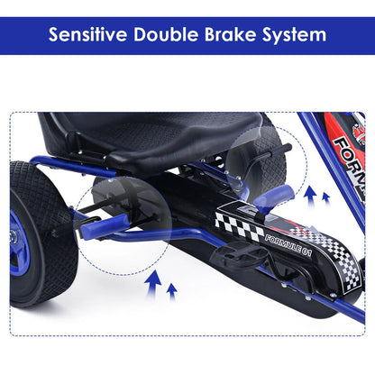 4 Wheels Kids Ride on Pedal Powered Bike Go Kart Racer Car Outdoor Play Toy Blue