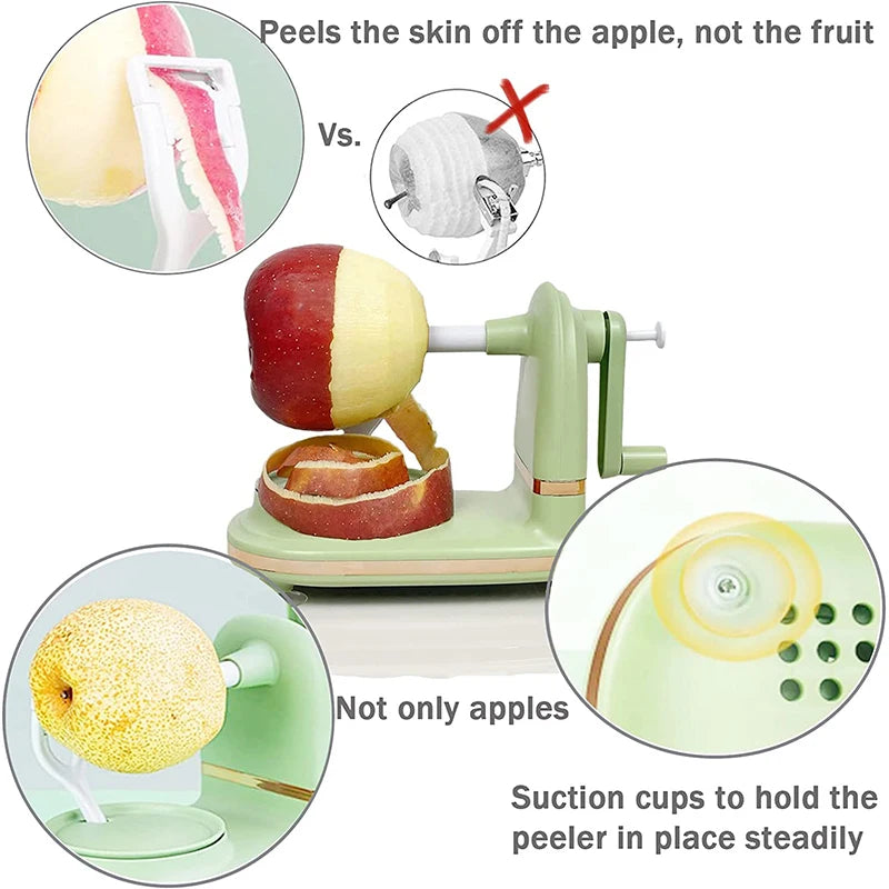 Multi-Function Apple Peeler Rotary Apple Pear Peeler Stainless Steel Apple Mango Potato Peeler with Suction Base JT185