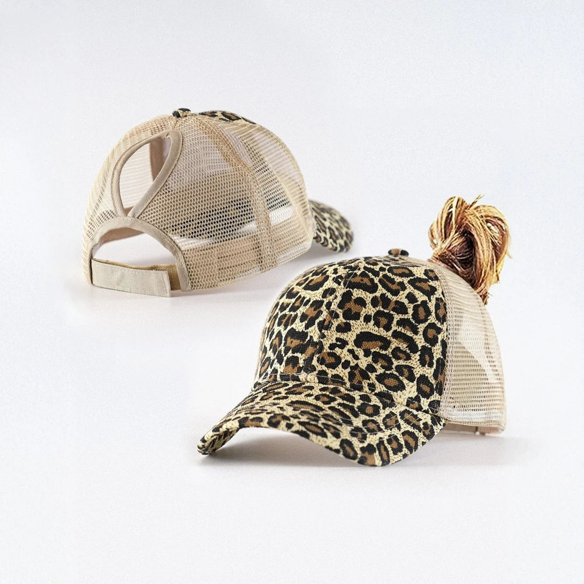 Leopard Print Ponytail Baseball Cap – Stylish & Breathable 🧢🐆
