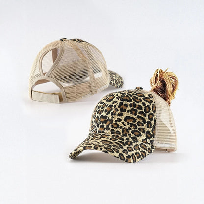 Leopard Print Ponytail Baseball Cap – Stylish & Breathable 🧢🐆