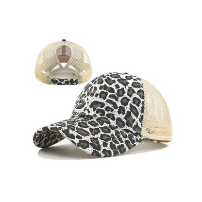 Leopard Print Ponytail Baseball Cap – Stylish & Breathable 🧢🐆