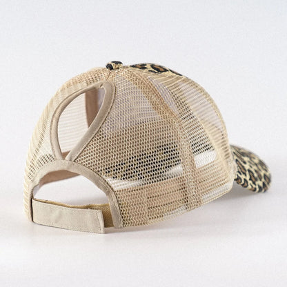 Leopard Print Ponytail Baseball Cap – Stylish & Breathable 🧢🐆