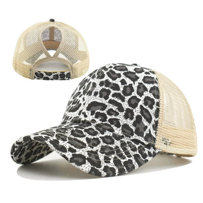 Leopard Print Ponytail Baseball Cap – Stylish & Breathable 🧢🐆