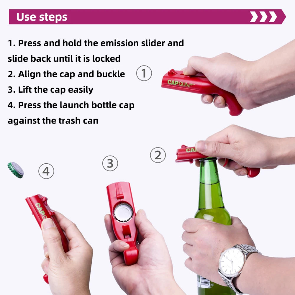 Bottle Cap Gun & Opener – Fun Party Gadget 🎉🔫