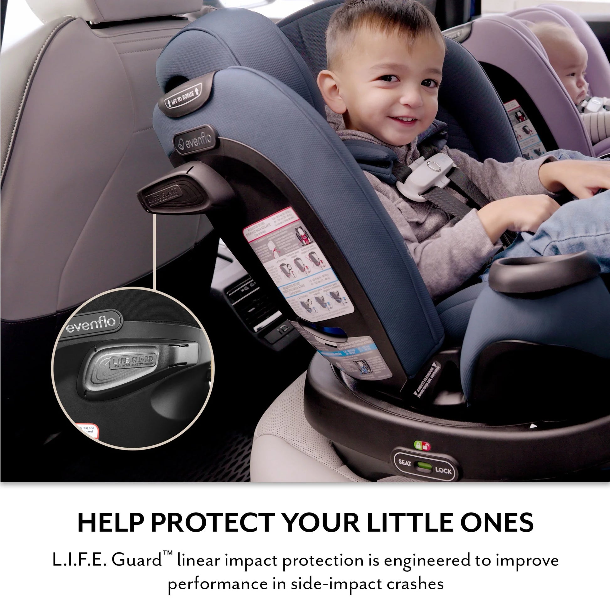 Revolve360 Extend All-In-One Rotating Car Seat with Green & Gentle Fabric, Flint