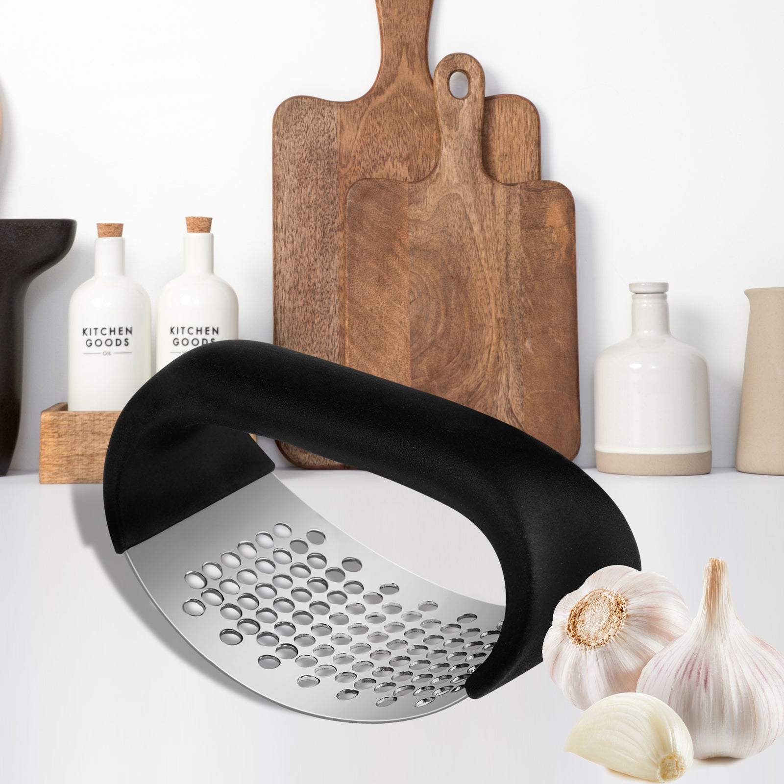 Stainless Steel Garlic Press Rocker Heavy Duty Garlic Crusher Dishwasher Safe
