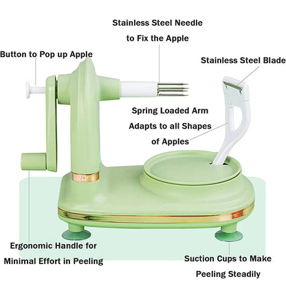 Multi-Function Apple Peeler Rotary Apple Pear Peeler Stainless Steel Apple Mango Potato Peeler with Suction Base JT185