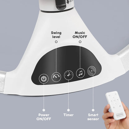 Electric Baby Swing for Infants , 5 Sway Speed, Remote Control, White