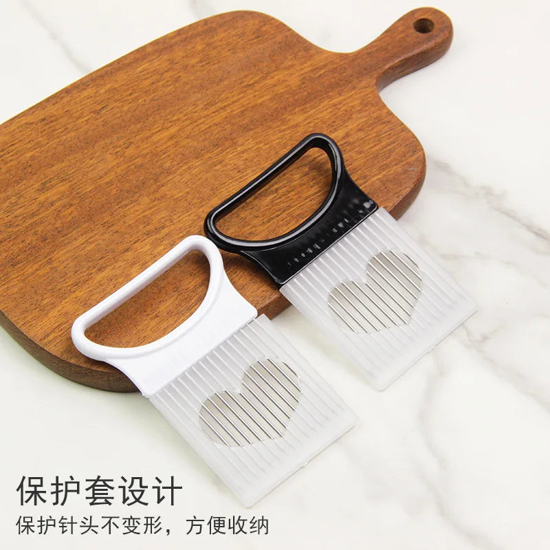 Stainless Steel Onion Cutter Holder Food Slicers Assistant Tomato Onion Slicer Holder Vegetables Cutting Fork Kitchen Gadgets