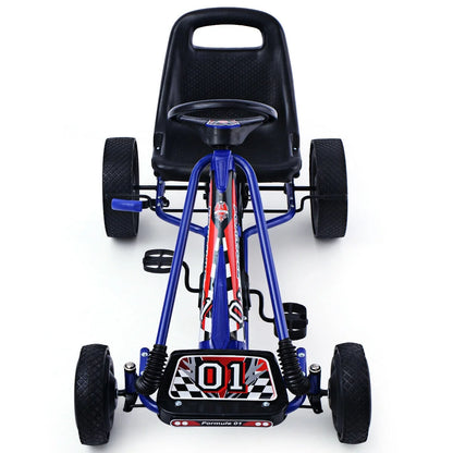 4 Wheels Kids Ride on Pedal Powered Bike Go Kart Racer Car Outdoor Play Toy Blue