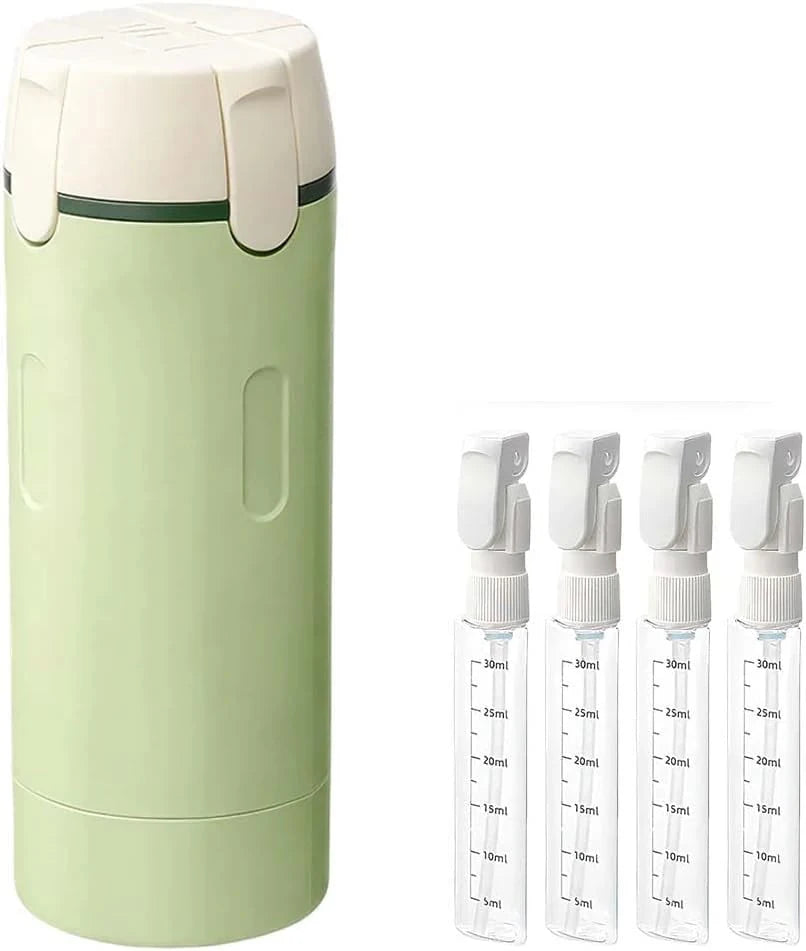 4 In1 Refillable Travel Dispenser Bottles,4 Empty Sub-Bottle Press Container Bottles,Travel Shampoo Shower Gel Soap Split Bottle