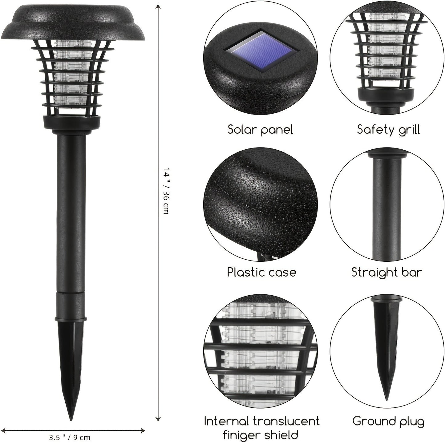 Solar Powered Electric Mosquito Killer Lamp LED Trap Lamp Fly Bug Insect Zapper