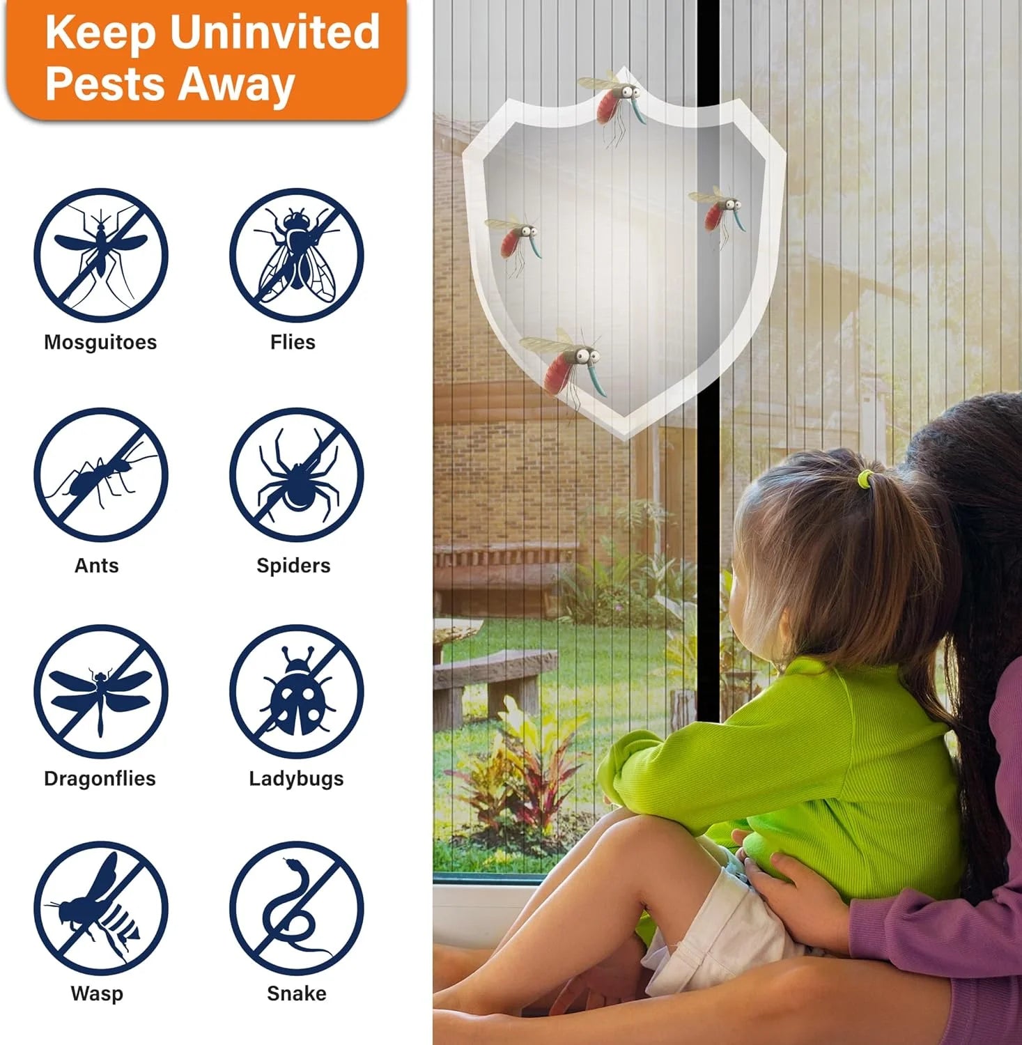 Magnetic Screen Door - the Original Self-Closing, Pet Friendly Walk through Door Screen Magnetic Closure (35 X 82 Inch) - Retractable Screen Door Mesh Keeps Bugs Out - Magnet Screen Door