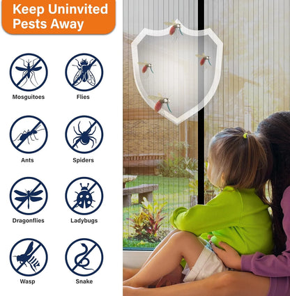 Magnetic Screen Door - the Original Self-Closing, Pet Friendly Walk through Door Screen Magnetic Closure (35 X 82 Inch) - Retractable Screen Door Mesh Keeps Bugs Out - Magnet Screen Door