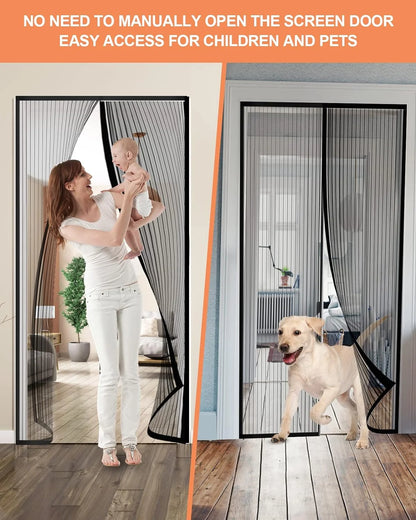 Magnetic Screen Door - the Original Self-Closing, Pet Friendly Walk through Door Screen Magnetic Closure (35 X 82 Inch) - Retractable Screen Door Mesh Keeps Bugs Out - Magnet Screen Door